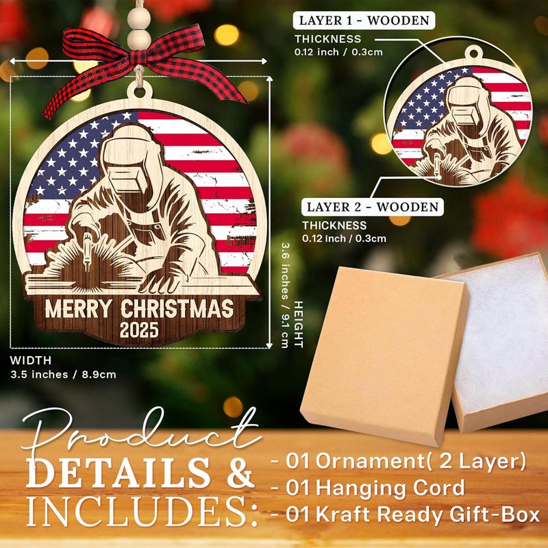 HEXMOZ Welder Ornament for Christmas Tree - Welding Ornaments - Welder Gifts, Welding Gifts for Men, Women - Merry Christmas Wood Ornament 2025 Decoration - Image 2